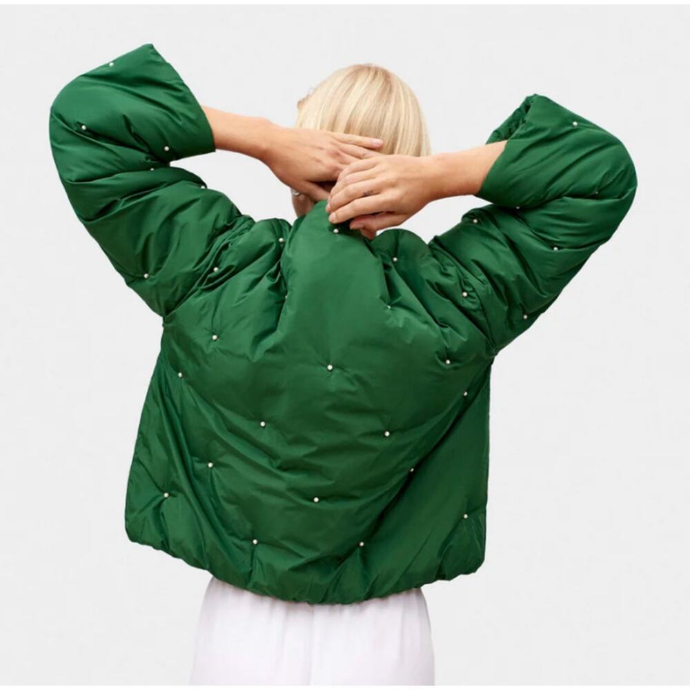 $459 Green Sleeper Pearly Puffy Jacket S/M NWT - Picture 5 of 6